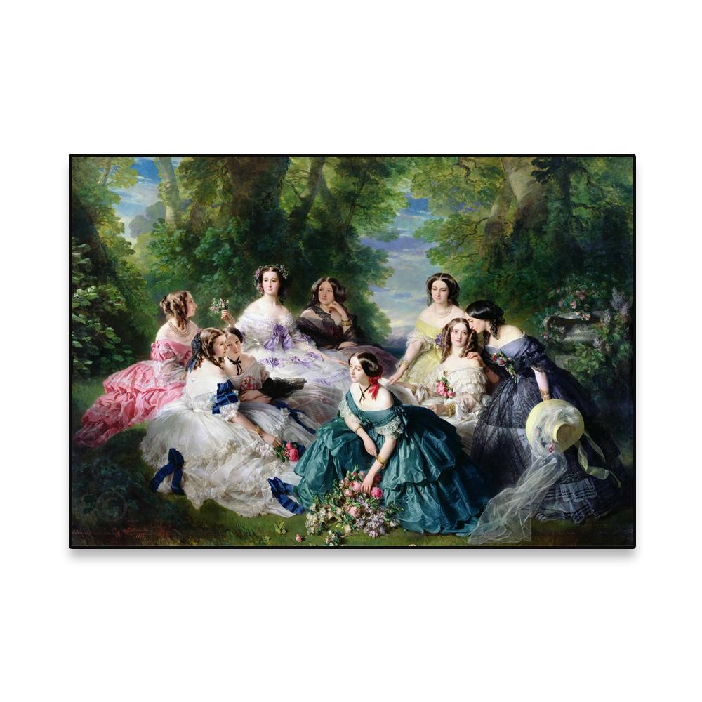 

Вінтажна картина маслом Плакат Імператриця Євгенія в оточенні своїх дам в очікуванні Принти Франц Ксав єр Вінтерхальтер Картина на полотні 21x30 No Frame