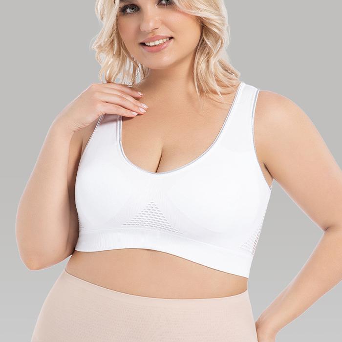 Plus Size Solid Color Breathable Hollow Out Sports Bra - Pullover Wireless Yoga Bra Light Support Thin