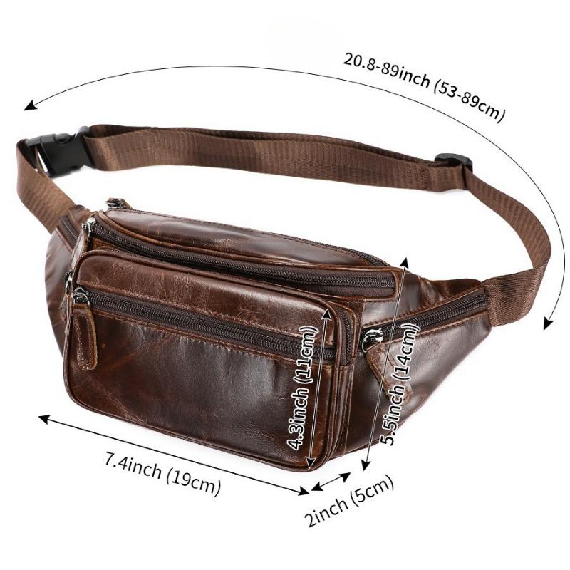 Kuskinn Herreveske Mobiltelefon Midjeveske Ekte Lær Crossbody-veske Multifunksjonell Sportslig og Casual Crossbody Brystveske
