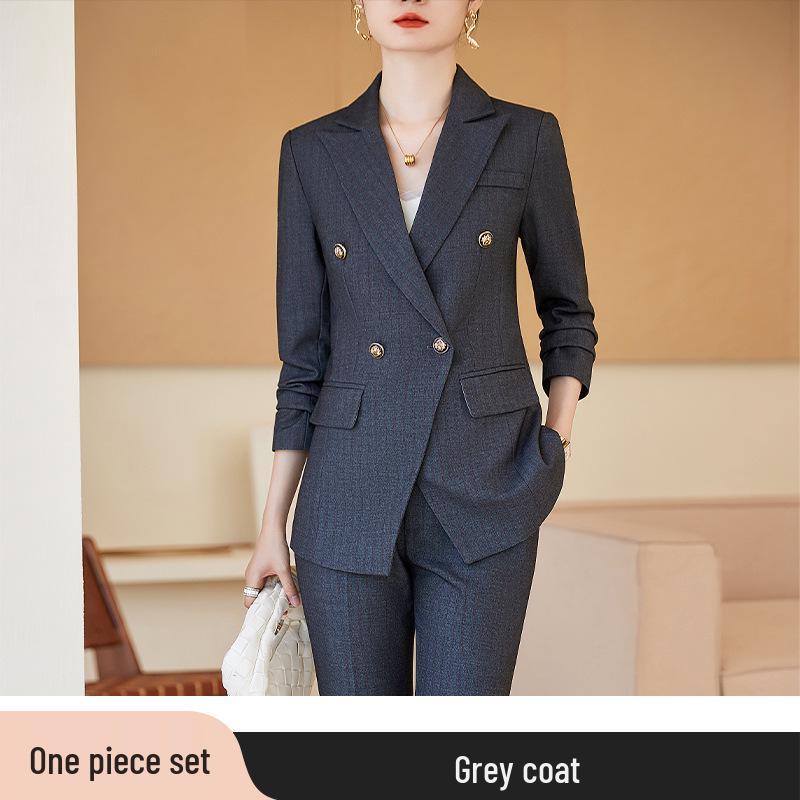 

Женский серый костюмный набор: Высококлассная профессиональная форма для менеджеров отелей, подходит для весны, осени и зимы S