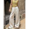 Women High Waist Wide Leg Pants Solid Gray Business Casual Trousers Straight Loose Office Daily Pants