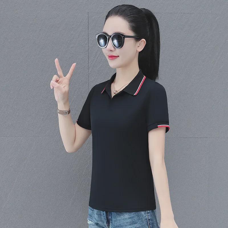 2024 Summer Women's POLO Collar Short-Sleeve Lapel Bottoming T-Shirts for Middle-Aged