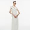  European and American new French gentle wind diagonal collar off-the-shoulder dress women's waist and thin high-end dress