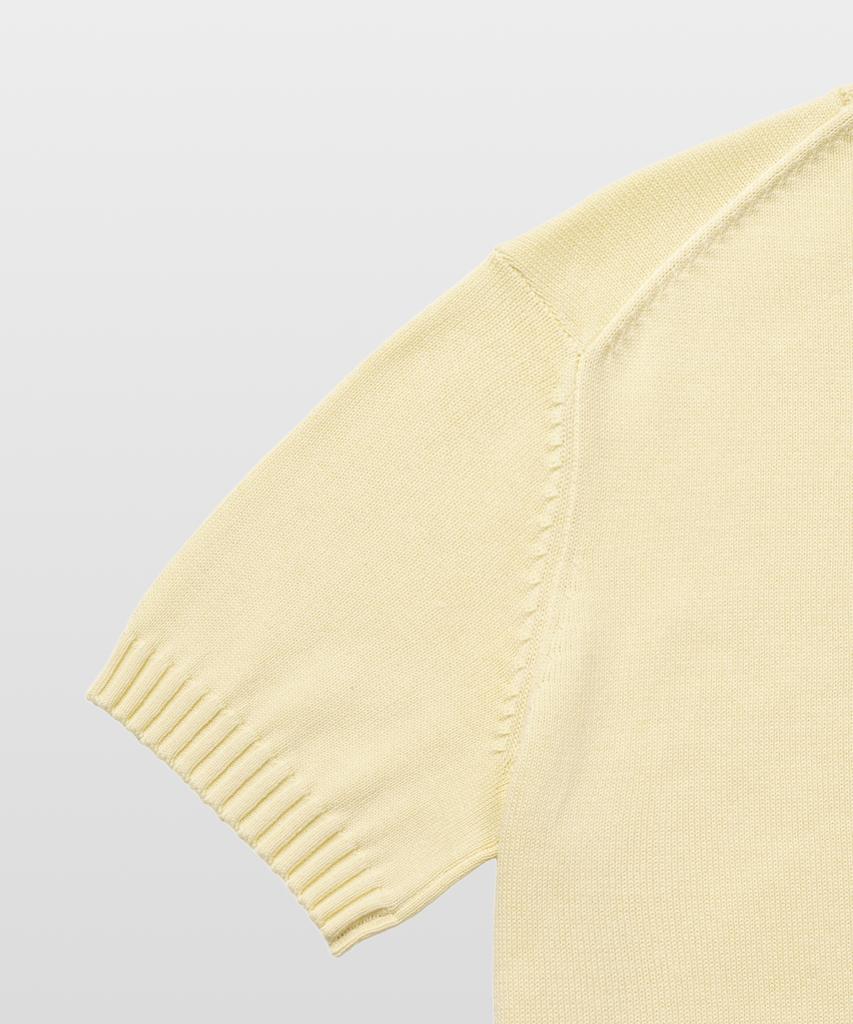 MANNERGRAM 100% Soft Cotton 3-Ply Round Short Sleeve Knit Ivory