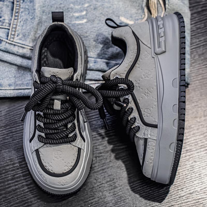 

European station men s shoes autumn and winter breathable mesh versatile casual board shoes men s non-slip sports thick sole heightening white shoes 44