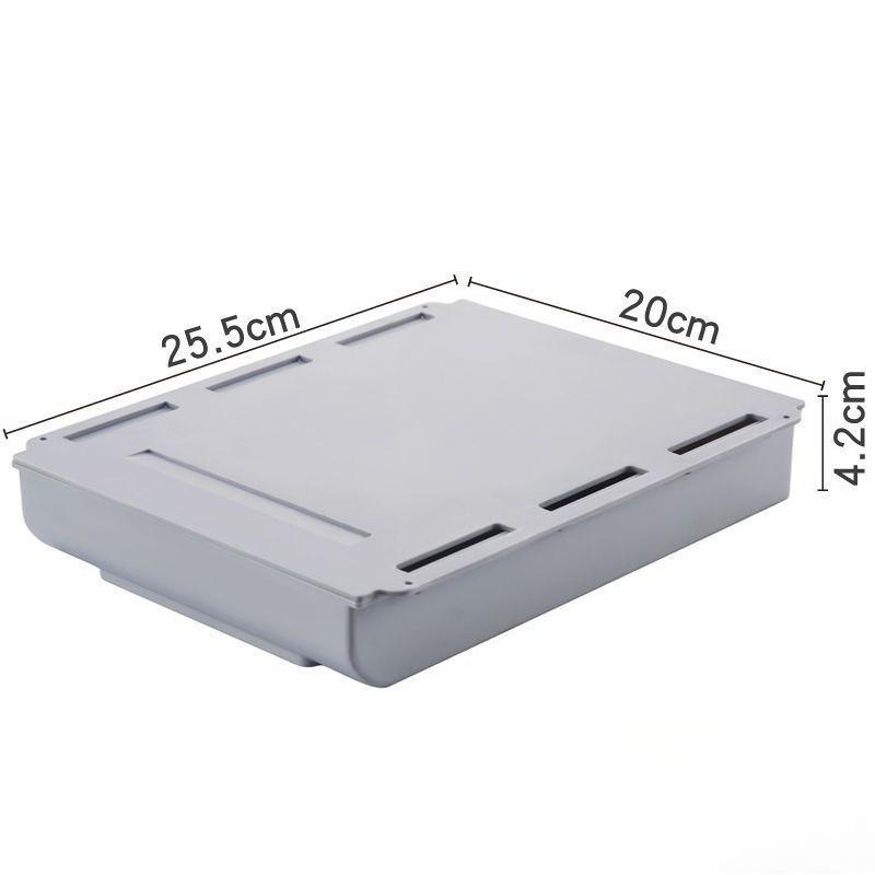 1-Pack White Self-Adhesive Under-Drawer Storage Box – Hidden Desk Organizer for Makeup, Pencils & Small Items