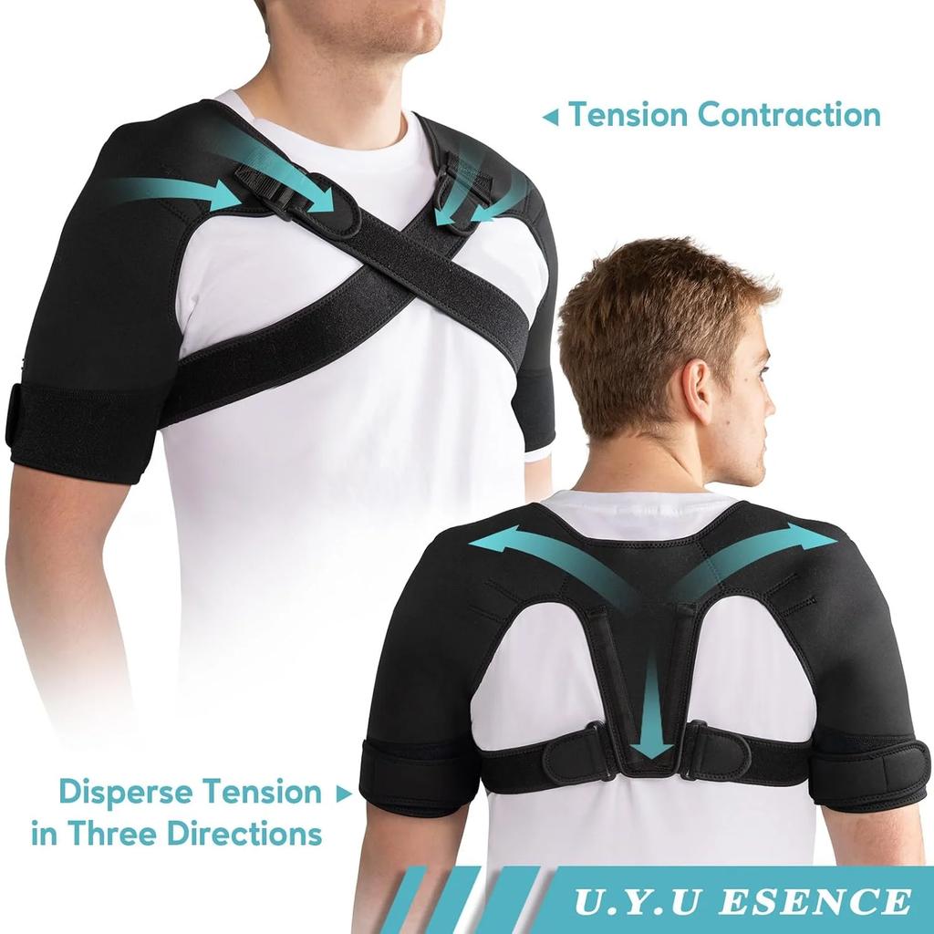 Adjustable Double Shoulder Support Belt For Back Pain Relief Sports Compression Strap Cross Bandage Stabilizer