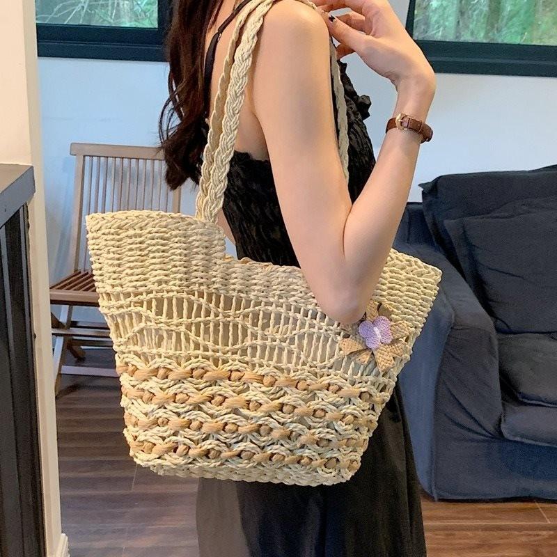 Large Capacity Woven Straw Tote Bag For Women Perfect For Summer Beach Travel