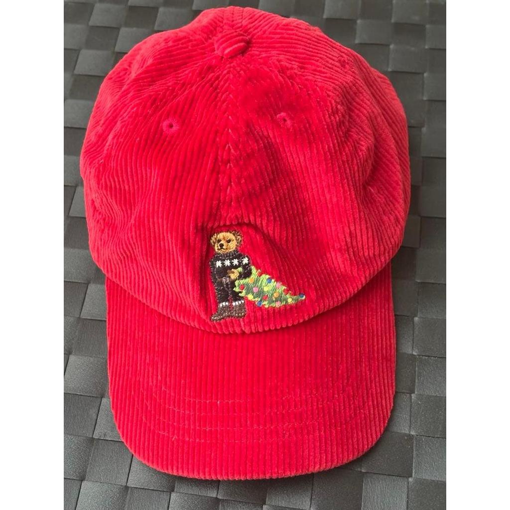 Used POLO RALPH LAUREN Polo Bear Corduroy Cap Red