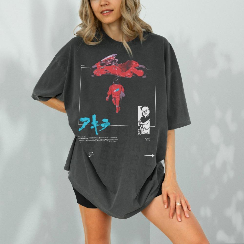 Retro Anime Shirt Unisexga Neo Tokyo Cyberpunk Graphic Tee Anime Movie Lover Gift 80s Akira Inspired Japanese Kaneda Motorcycle S