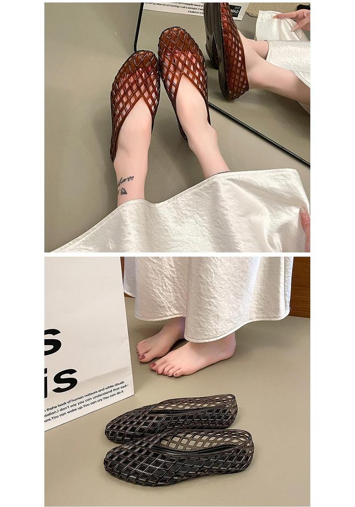 Umweltfreundliche Damen-Mesh-Slipper: Strand-Jelly-Flats mit Hohlgitter-Design