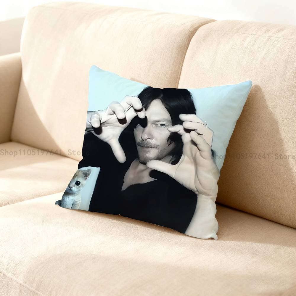 Norman Reedus W-Walking D-Dead American Celebrity Merchandise All-Match Printed Pillow Case Sofa Car Room Decoration Protector