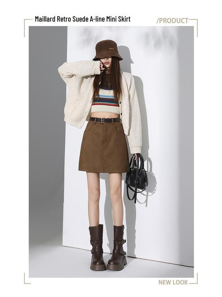 Chic Spicy Girl A-line Mini Skirt: Sexy, Versatile, Anti-exposure, Slimming Autumn/Winter Fashion.