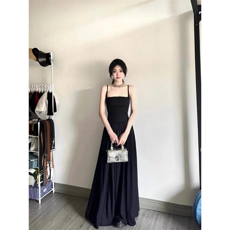 

Элегантное летнее черное платье на подтяжках во французском стиле Хепберн Extra Large чёрный