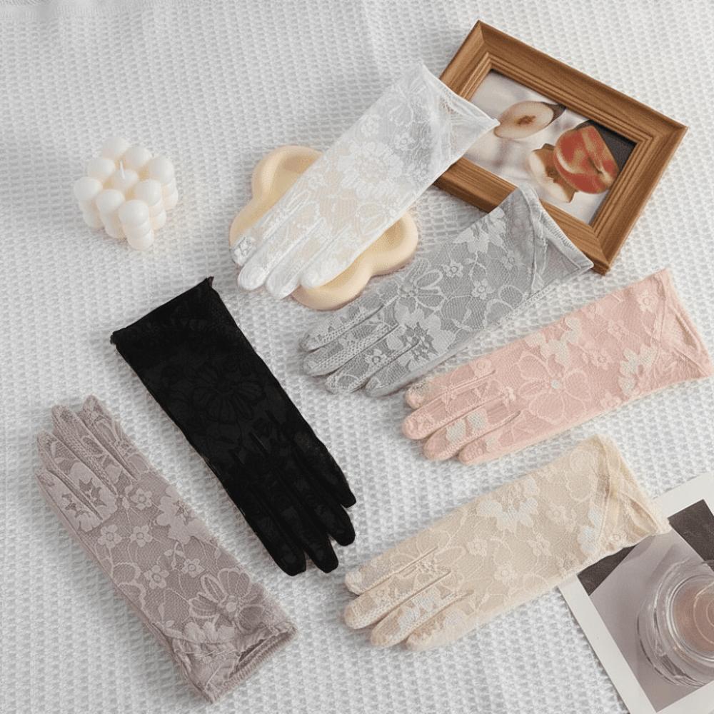 Sun Protection Lace Glove Thin Car Driving Mittens Elegant Touch Screen Gloves  Cycling