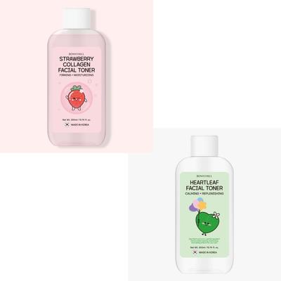 Zemeņu kolagēns / Sirds lapu sejas toniks 300ml, Mitrinošs, Korejas kosmētika, Kbeauty, paraugs