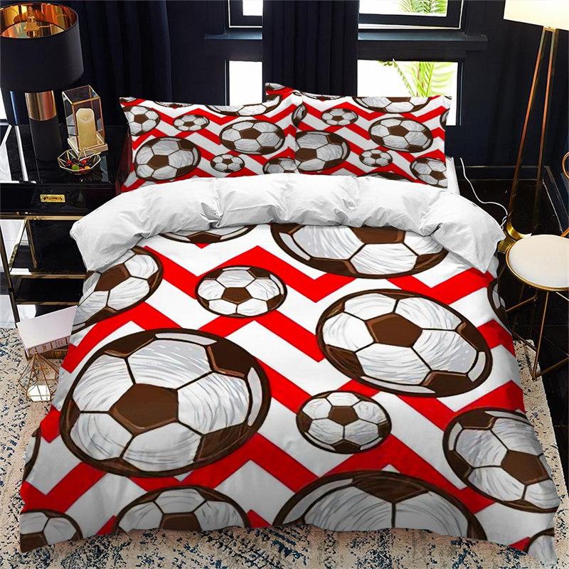 Football Bedding Set For Teen Boys Room Decor Ball Sport Duvet Cover Set Microfiber Soccer Game Comforter Cover Twin King Size