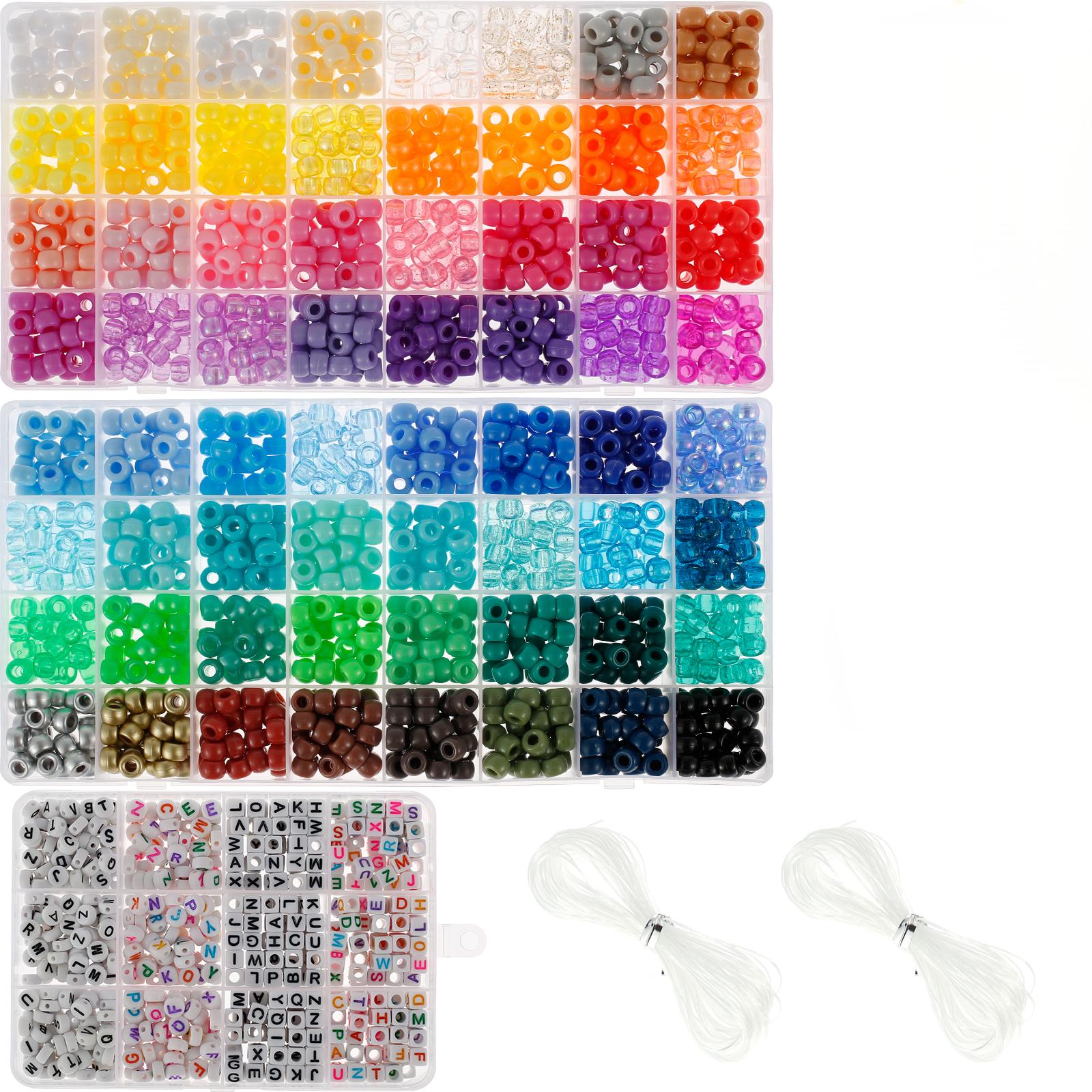 

1977Pcs Pony Bead Set, 375 Letter Beads with Elastic Cord, 1600 pcs Pony Beads for Bracelet Making, DIY Craft Charms Making Kit