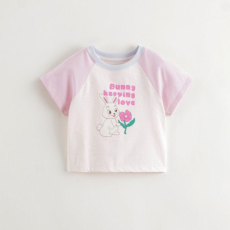 [Cool Feeling] Mark Jenny Girls  Sweetheart Bunny Short-Sleeve T-Shirt Baby Top Summer New Style 550767 Pink 80