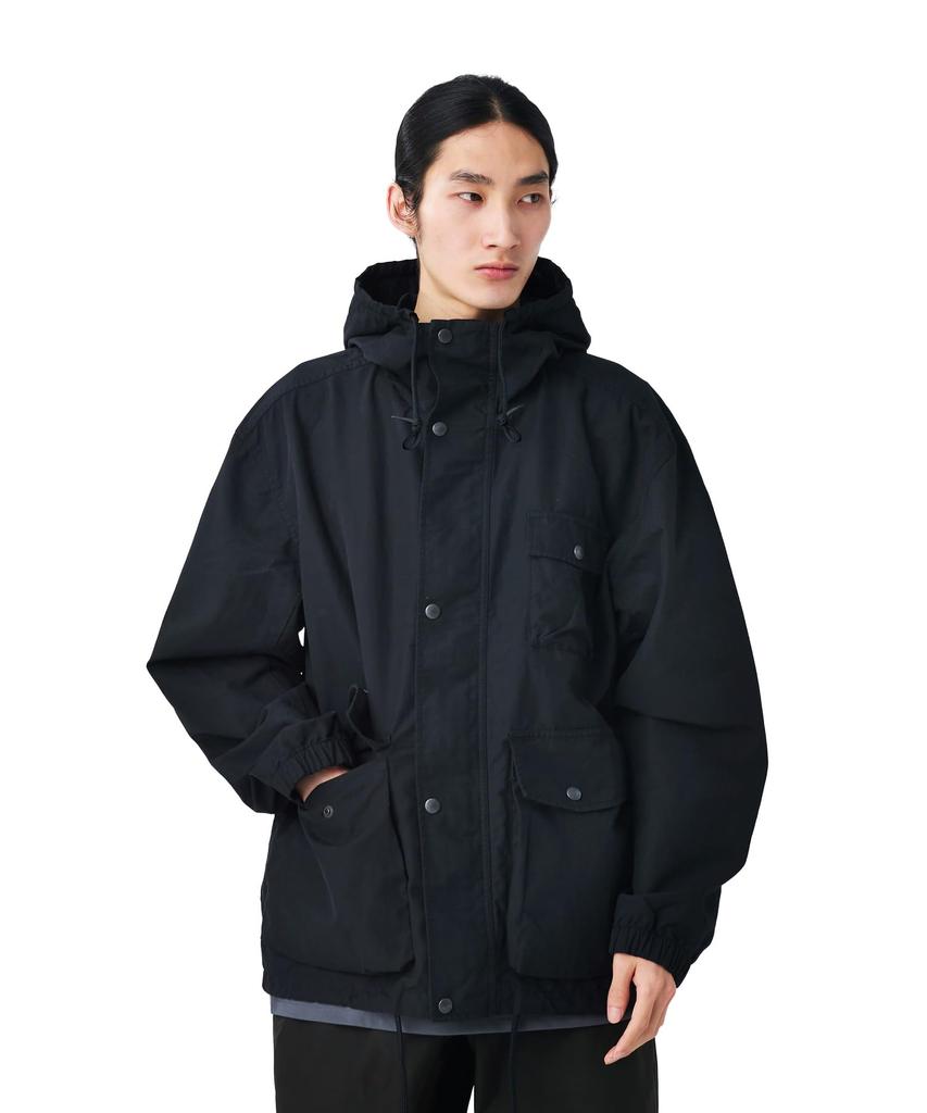 Light Dobby Cloth Parka Hoodie for Men and Size M [Snow Peak] JK-26SU009 Women, BLACK,