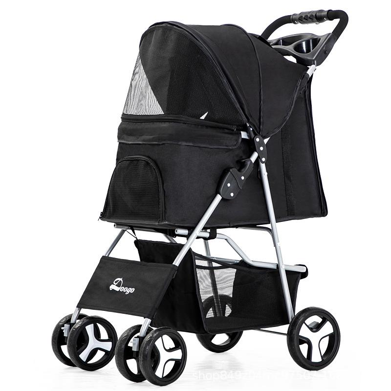 Foldable Lightweight Pet Stroller for Cats and Dogs - Four-Wheeled Design