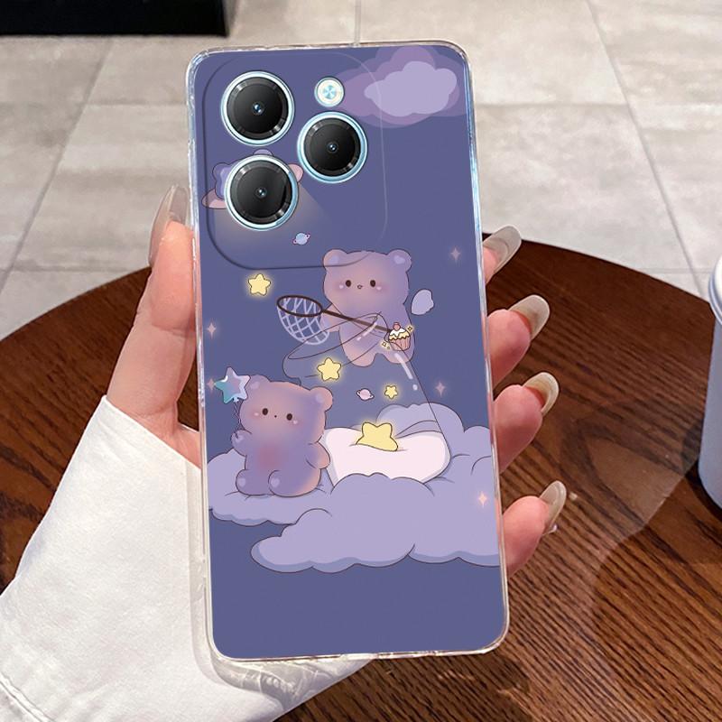 For Infinix Hot 40 Pro Case X6837 Aesthetic Cute Cat Casing Soft TPU Bumper Infinix Hot40Pro 40i Transparent Silicone Back Cover