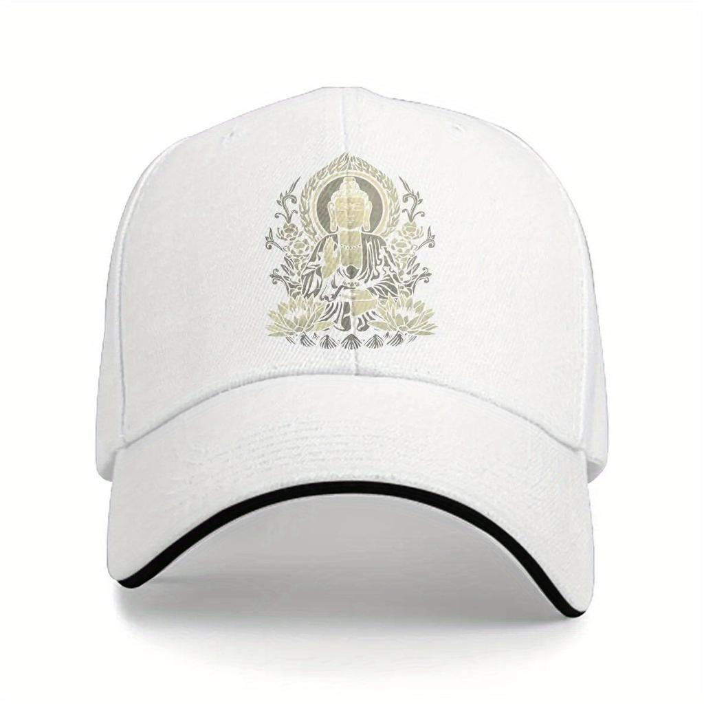 Buddha Lotus Mandala Baseball Cap Polyester Adjustable Street Style Unisex Casual Hat