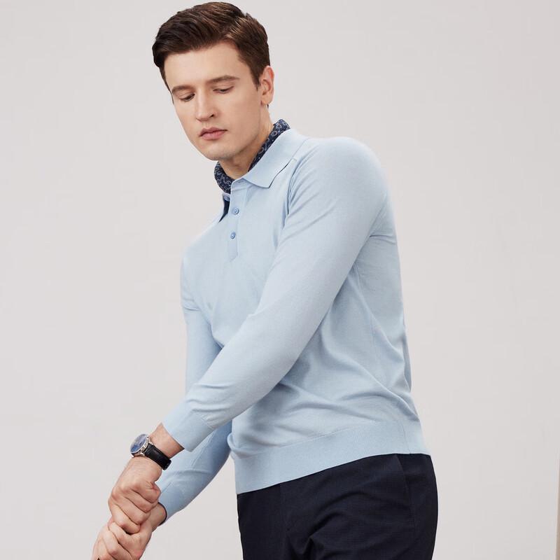 FIRS Men's Silk Wool Blend Long Sleeve Polo Shirt