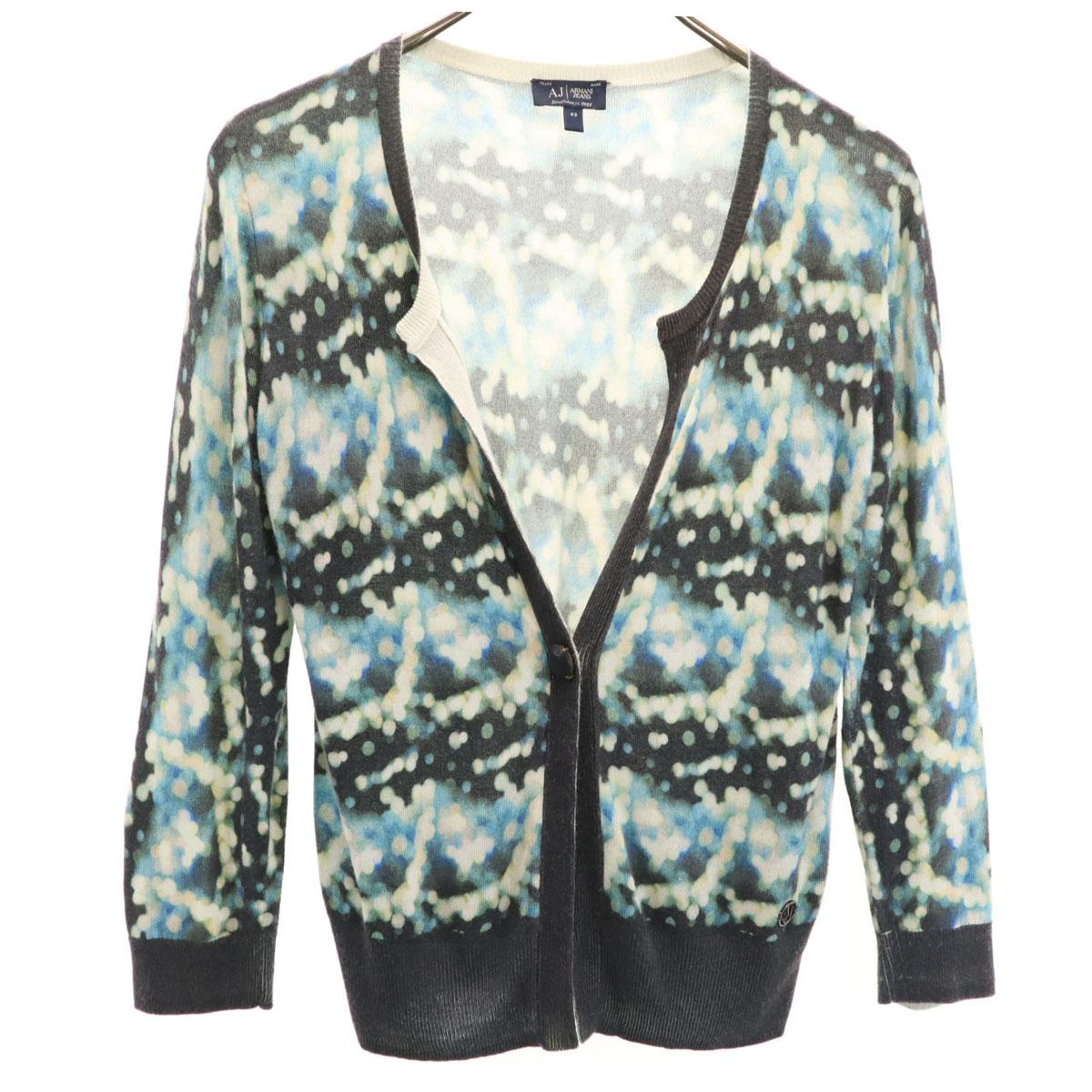 

ARMANI JEANS Overall handle 7 minutes sleeve knit cardigan 42 blue Women Used