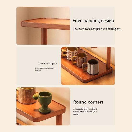 Desktop Storage Rack Durable Construction Strong Load-bearing Multipurpose Wood Tabletop Stand Storage Shelf