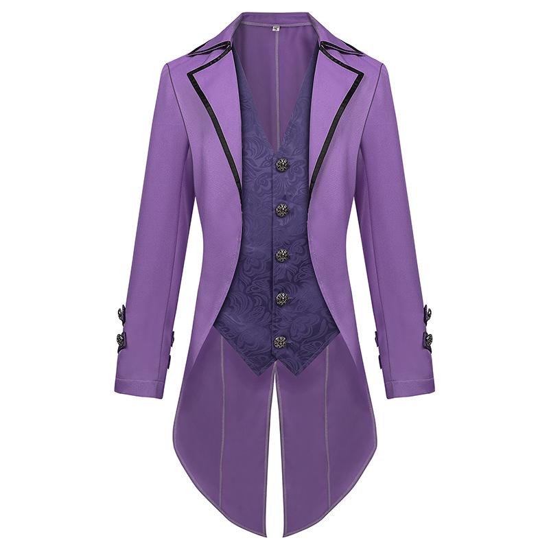 2025 Men s Medieval Gothic Embroidered Suede Tailcoat Costume 2XL