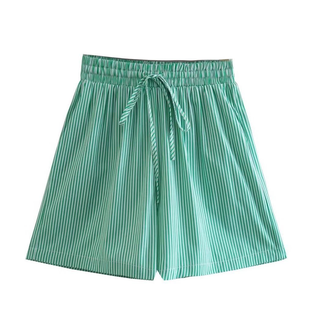 European and American Style, New Women's Clothing, Foreign Style, Fashionable and Versatile 2-color Striped Shirt and 2-color Shorts