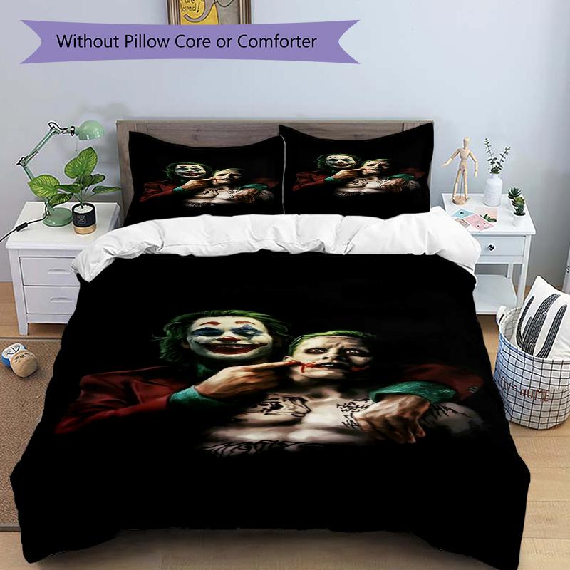 3Pcs Joker'S Dark Affection Bedding Set Soft Fabric Duvet Cover Pillowcases Home Christmas Xmas Halloween Gift 1 Duvet Cover 2 Pillowcase L1214