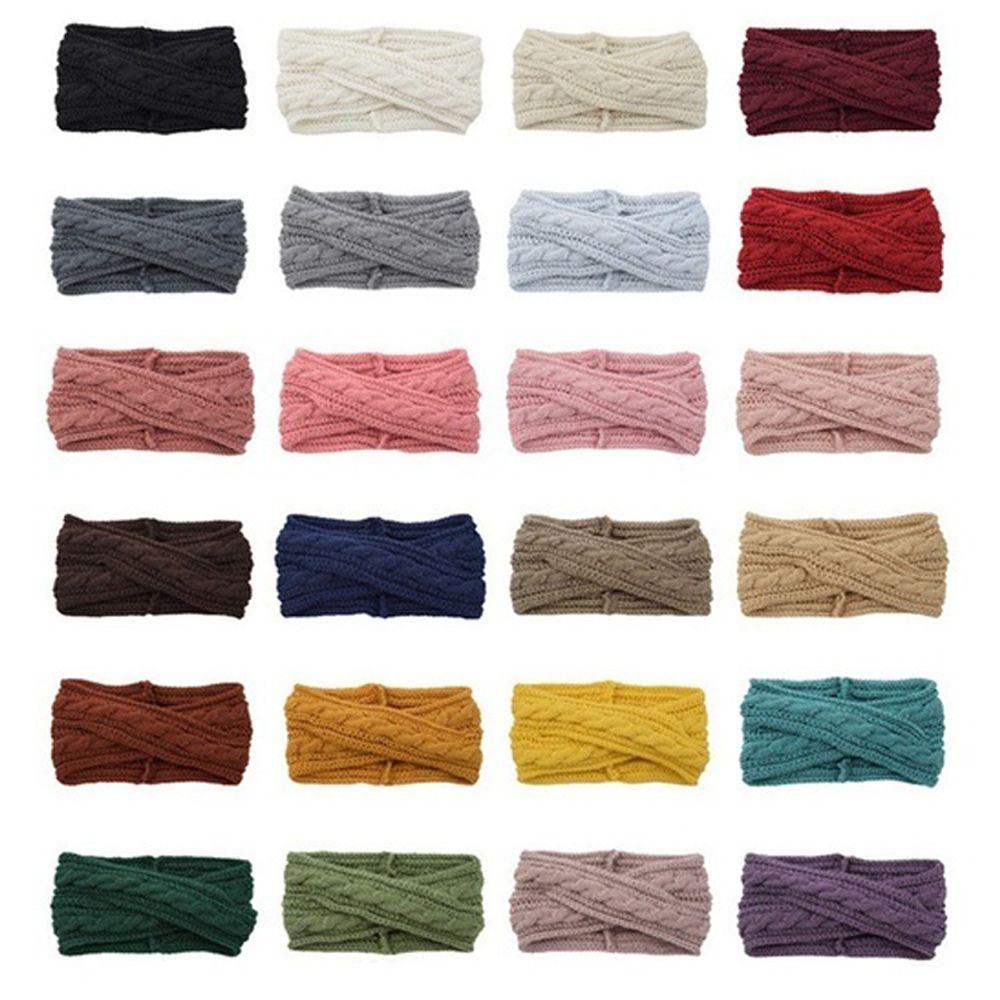 

New Polyester Winter Warmer Wool Turban Elastic Hairband Crochet Headband Knitted Headwrap 17
