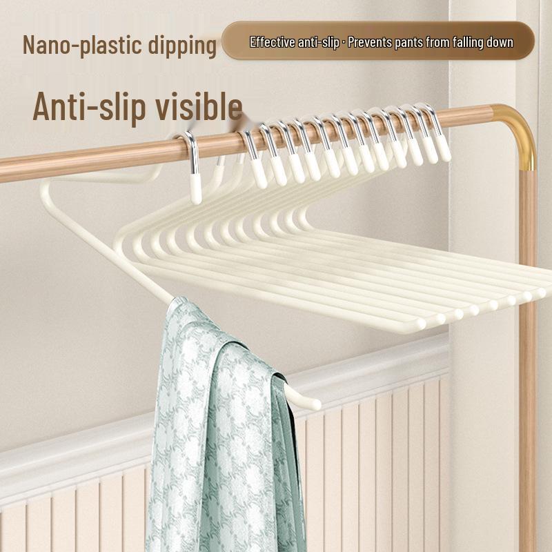 Goose-Shaped Non-Slip Trouser Rack: Traceless, Plastic-Coated Pant and Clothes Hanger with Clips for Organized Home Storage.