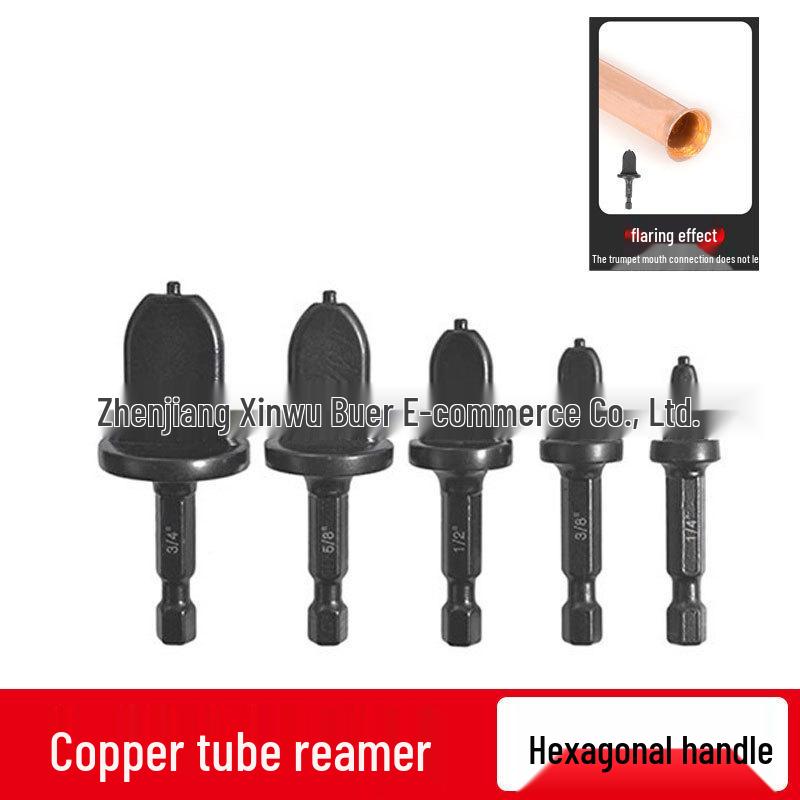 6-Piece Imperial Flaring Tool Set: Black Triangular Hex Shank Tube Expander for Air Conditioning & Copper Tube Repair