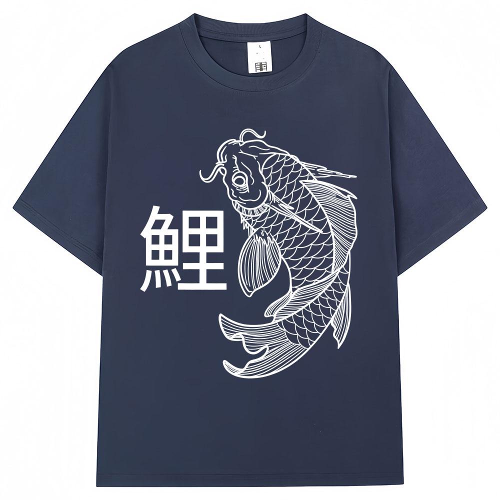 Japanese Style Koi Sign Graphic Tshirts Men Women Fashion Classic Y2k Short Sleeve Oversized Cotton Casual T Shirts Streetwear