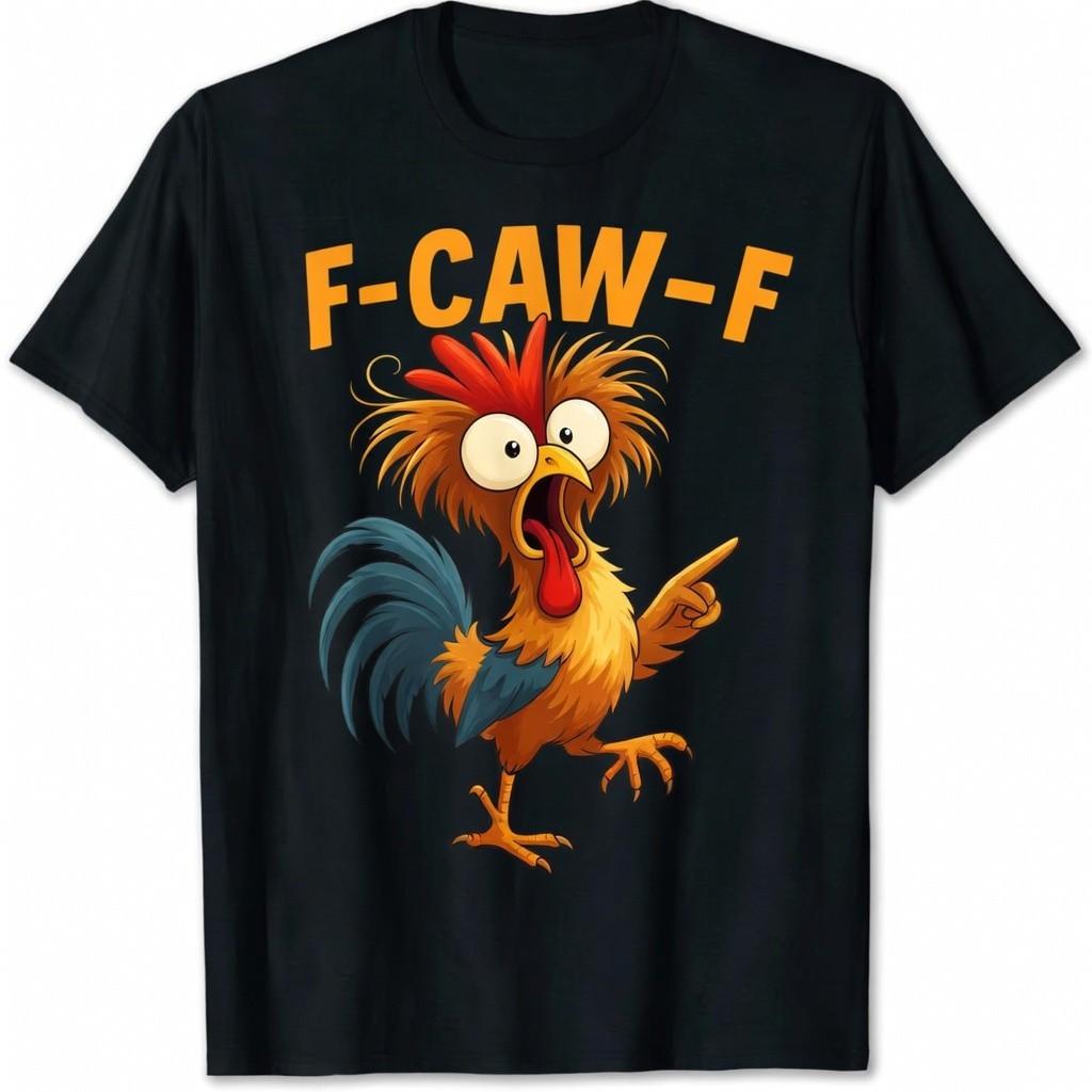 Funny Screaming Rooster Graphic Tee Sarcastic Double Sided Shirt L