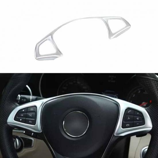 Cover Trim Steering Wheel Button Frame For Benz C-Class W205 Matte Silver 15-18