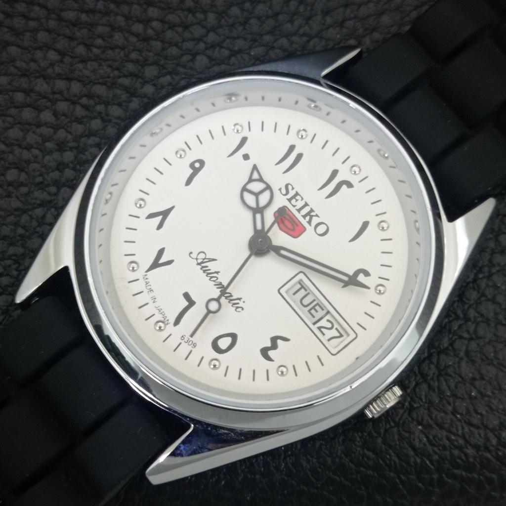 REFURBISHED VINTAGE SEIKO 5 AUTOMATIC 6309A JAPAN MENS WHITE WATCH a441205-4