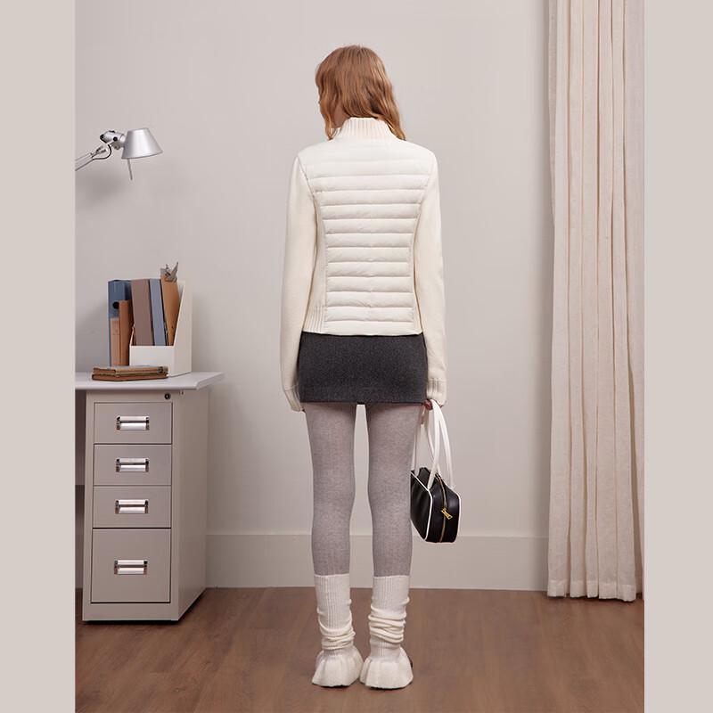 UNIFREE Women's Knitted Panel Mock Neck Down Jacket