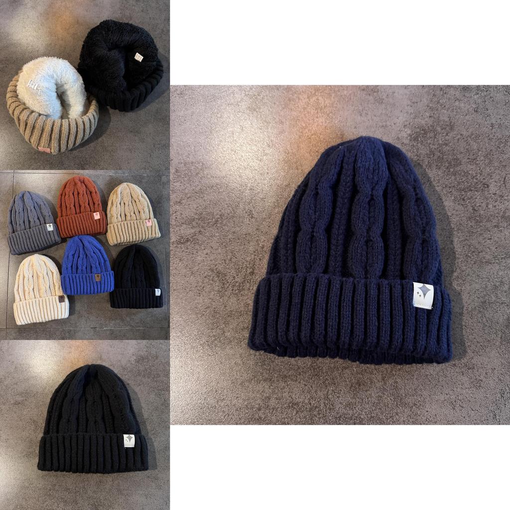Mens Knit Hat With Solid Color Design Accents Thick Warm Beanie For Winter Sports And Outdoor