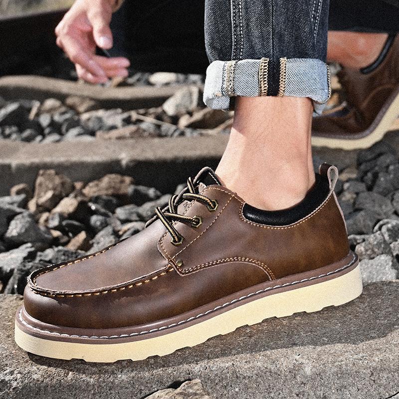 Fashion Cowhide Men Business Dress Shoes Fashion Genuine Leather Outdoor Office Shoes British Casual Lace Up Flat Designer Leather Shoes