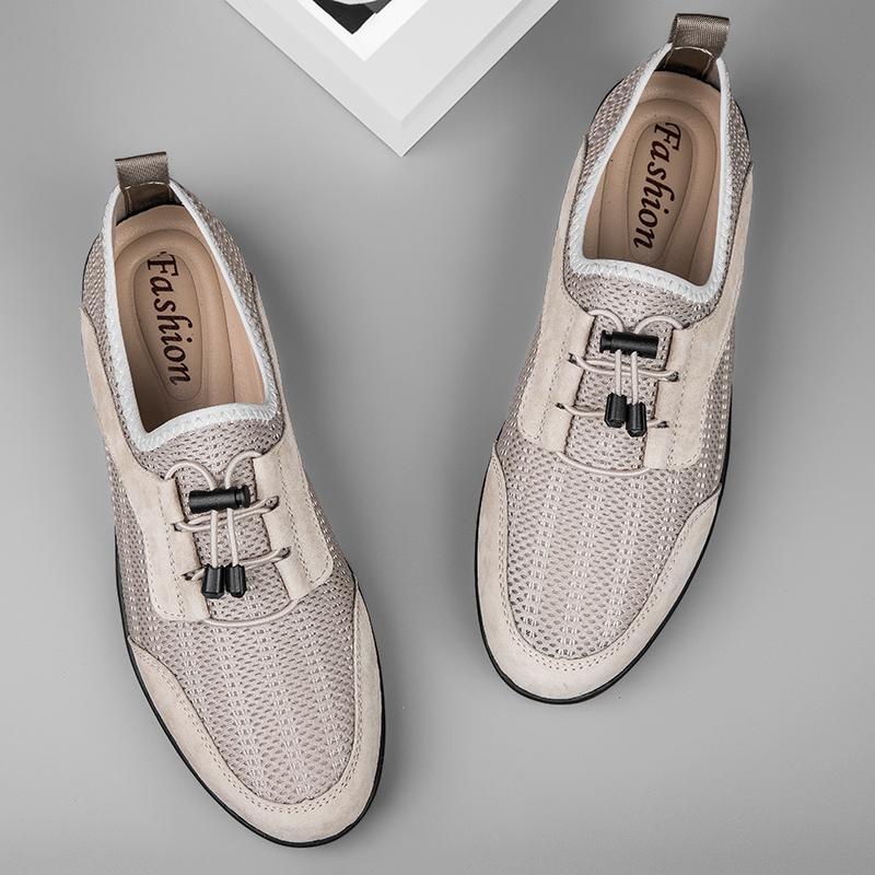 Vintage Style Men's Casual Shoes Breathable Mesh Shoes Soft Male Summer Sneakers Men Loafers Comfortable Outdoor Slip On Shoes