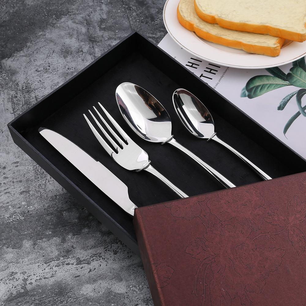 HANYANG 304 vaisselle en acier inoxydable fournitures d'hôtel familial ensemble de couteaux à Steak, fourchette et cuillère vaisselle de style occidental