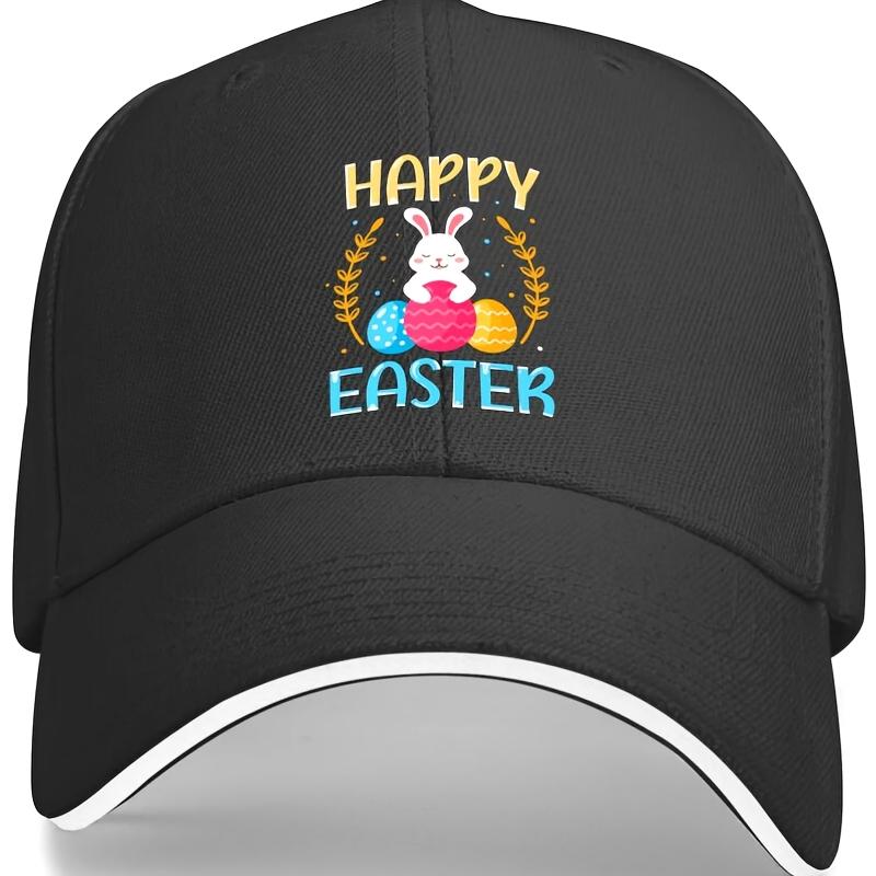 Happy Easter Bunny Eggs Baseball Cap Polyester Adjustable Casual Hat for Adults