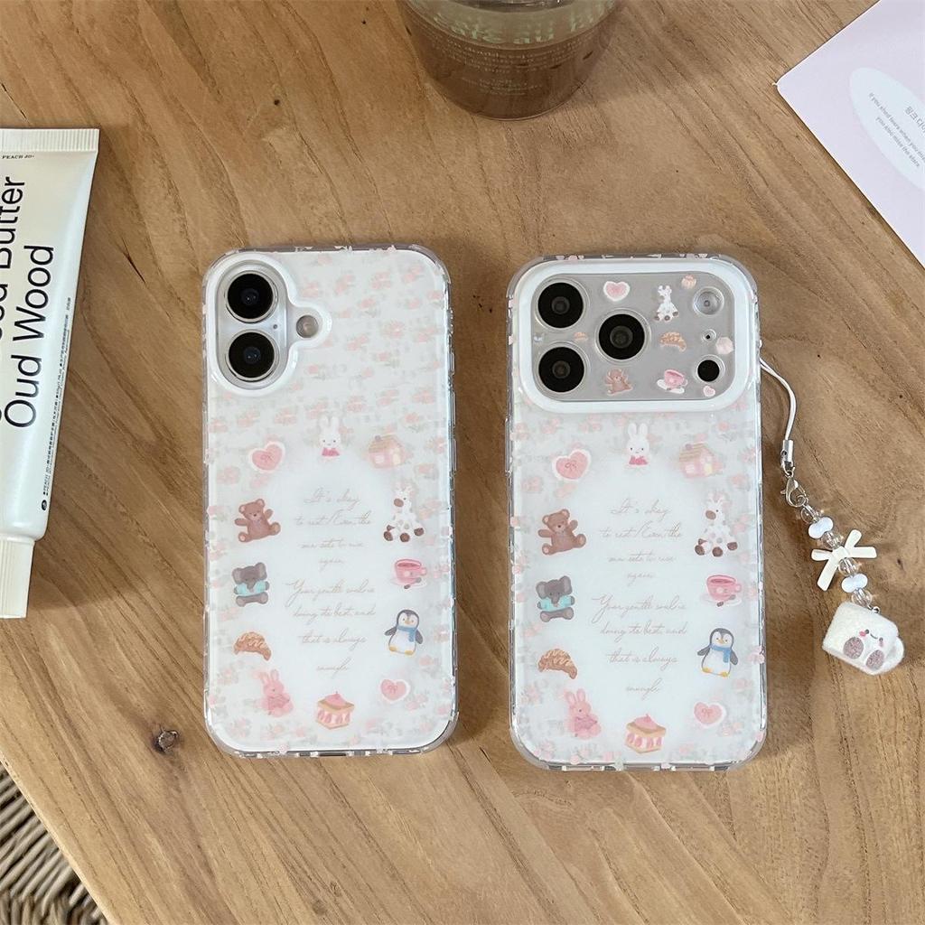Cartoon Animal Double Layer Anti-Fall Phone Case for iPhone 14/13 Compatible with Apple 17/16/15 PROMAX