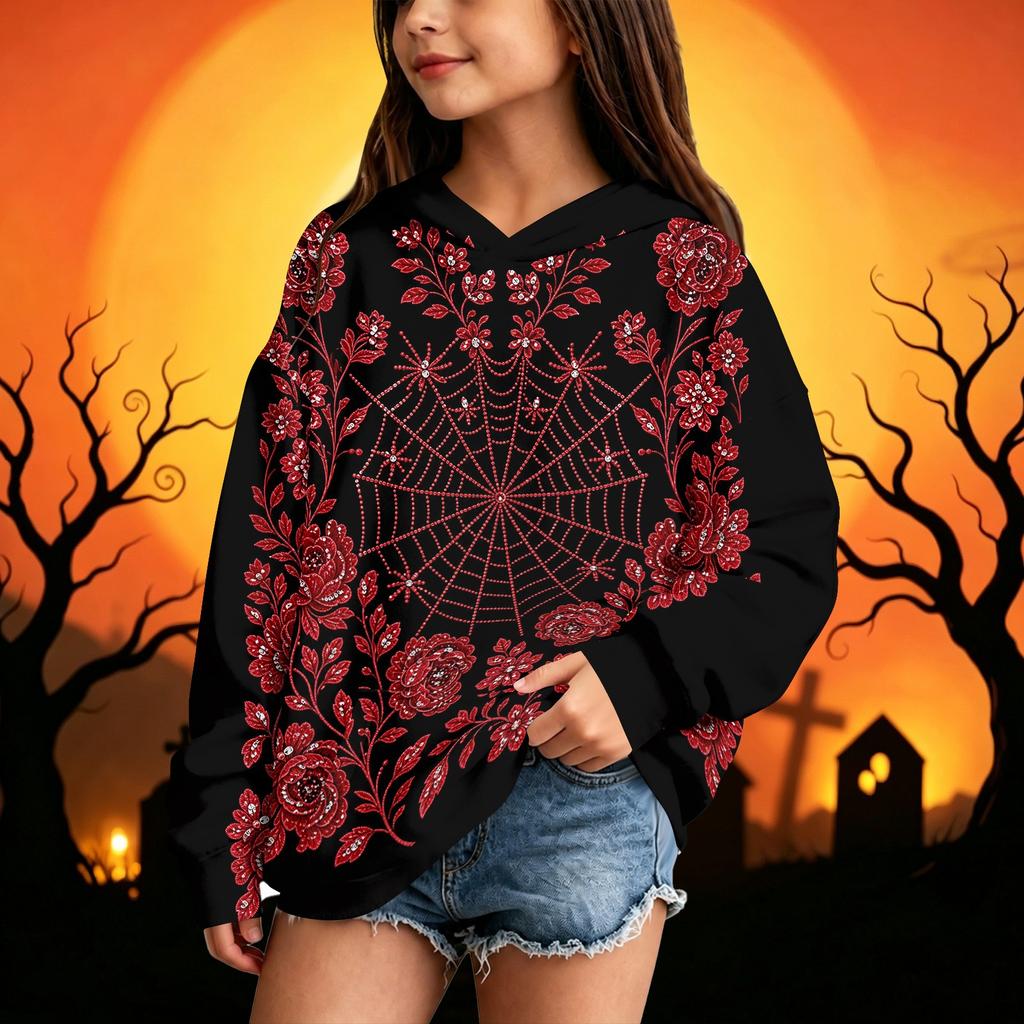 Kids Halloween Printed Hoodie - Casual Long Sleeve Pullover Sweatshirt for Boys and Girls