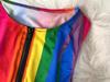 Regenbogenstreifen Reißverschluss Schlitz Zweiteiliges Bikini-Set