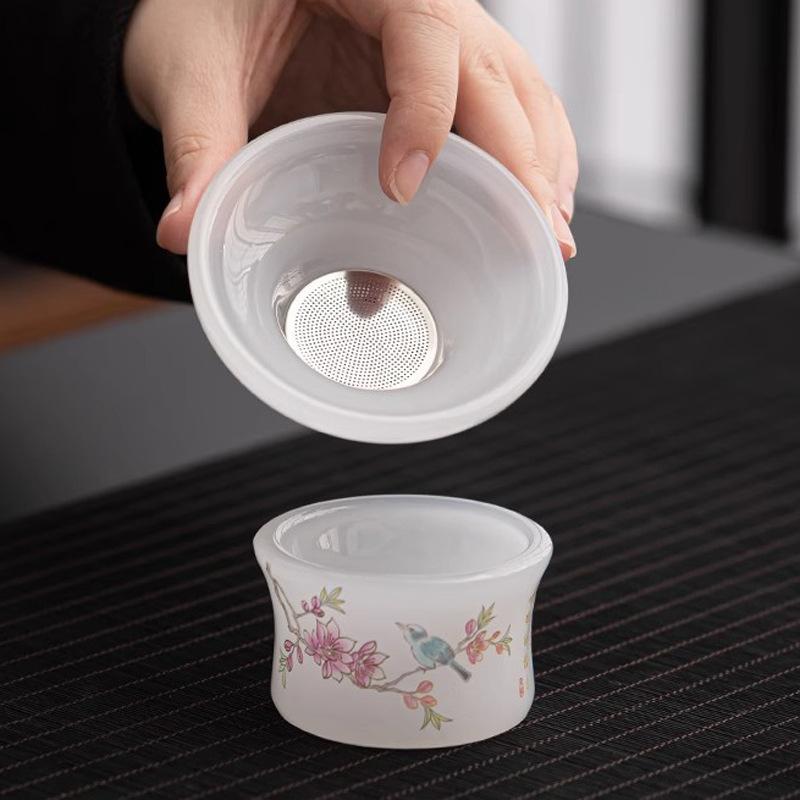 Ice Glazed Kung Fu Tea Set Eyebrows Cover Bowl Teacup Gift Box Home Office High-end Gifts